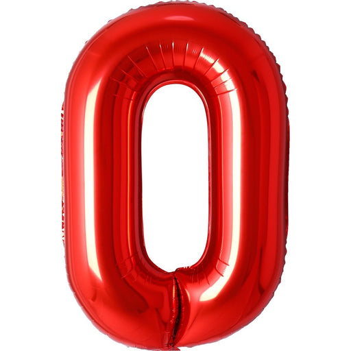Folie Cijferballon 0 Rood – 36 cm