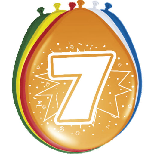 Latex Ballonnen 7 Jaar Multicolor – 8 Stuks