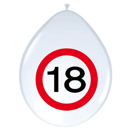 Latex Ballonnen Verkeersbord 18 Jaar – 8 Stuks