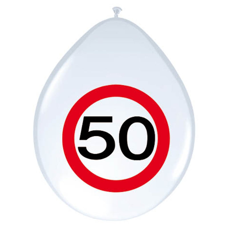 Latex Ballonnen Verkeersbord 50 Jaar – 8 Stuks