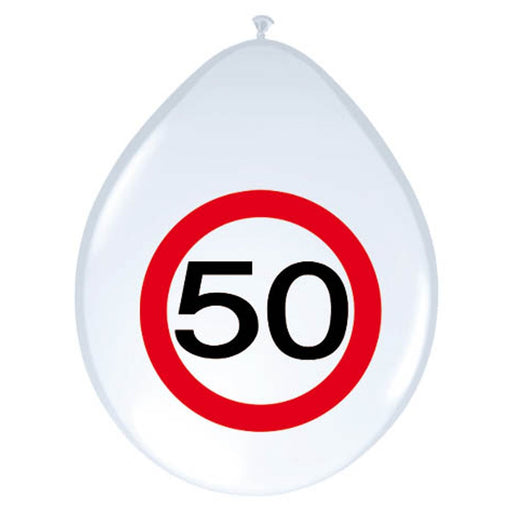 Latex Ballonnen Verkeersbord 50 Jaar – 8 Stuks