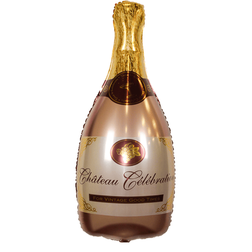 Folieballon Champagnefles Happy Birthday Roségoud - 45 x 90 cm