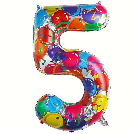 Folie Cijferballon 5 Multicolor Ballonnenprint – 86 cm