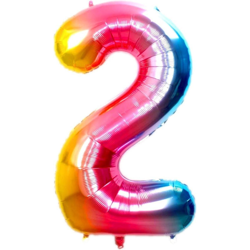 Folie Cijferballon 2 Regenboog – 36 cm