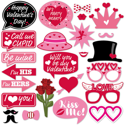 Foto Props Valentijn Rood/Roze/Zwart – 25 Stuks