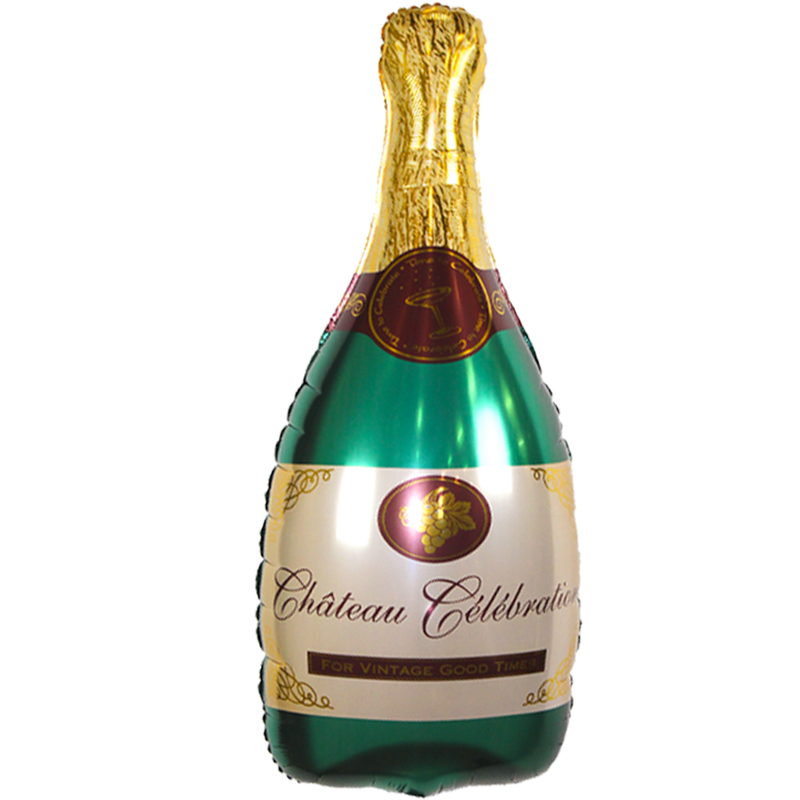 Folieballon Champagnefles Happy Birthday Groen/Goud - 45 x 90 cm