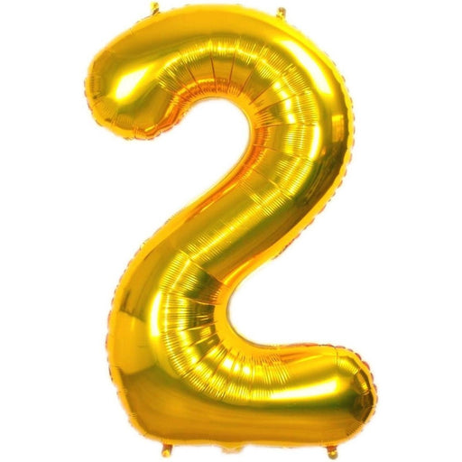 Cijferballon 2 goud - 70 cm
