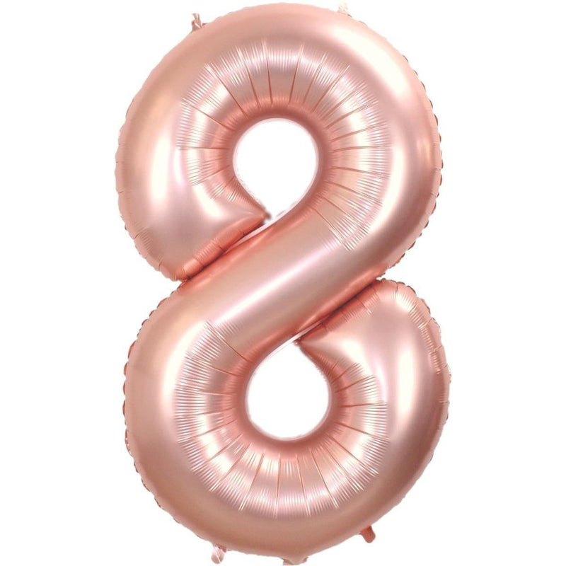 Cijferballon 8 roségoud - 36 cm