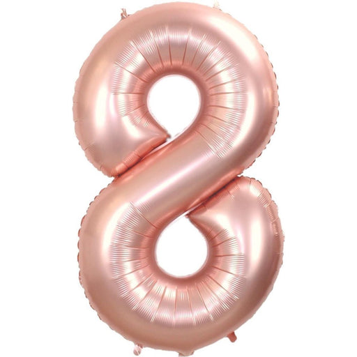 Cijferballon 8 roségoud - 36 cm