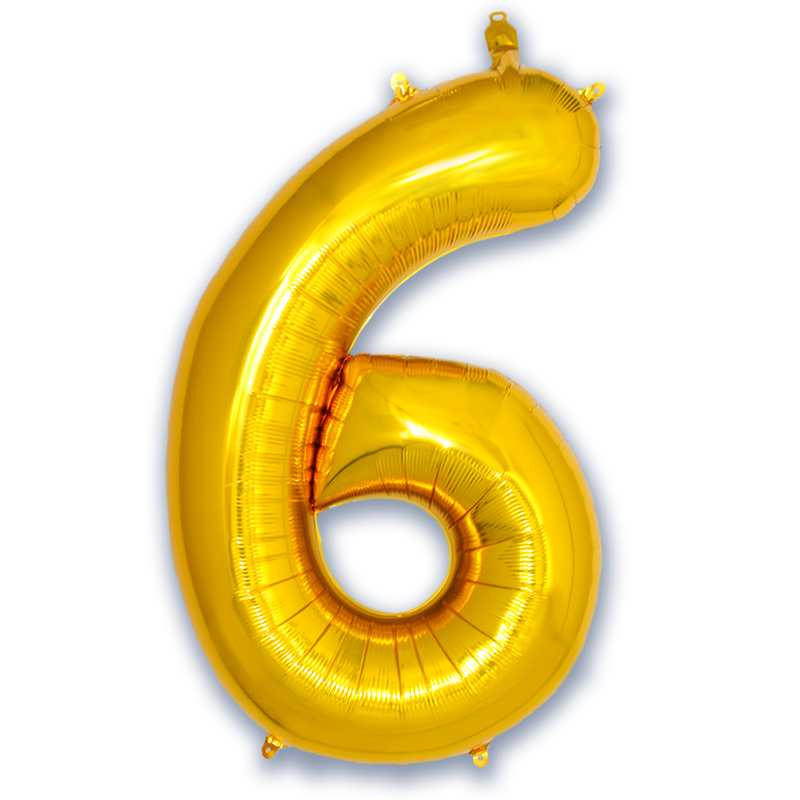 Cijferballon 6 goud - 86 cm