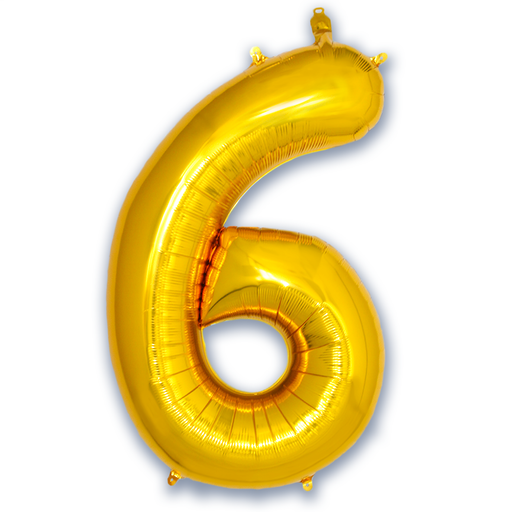 Cijferballon 6 goud - 86 cm