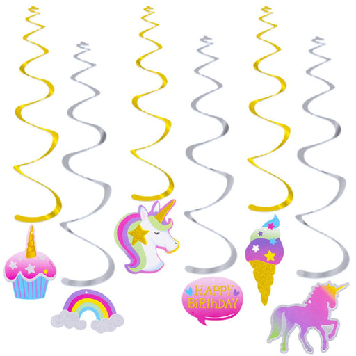 Hangdecoratie Eenhoorn pastel – 6 stuks – 55 cm