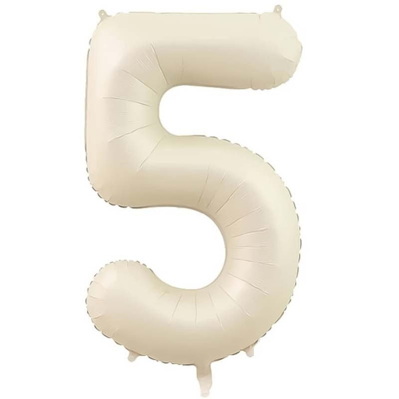 Folie Cijferballon 5 Nude Wit – 86 cm
