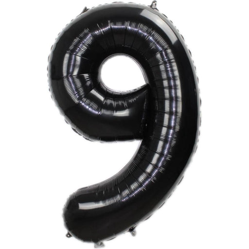Folie Cijferballon 9 Zwart – 36 cm