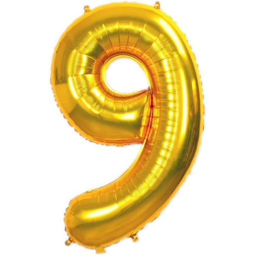 Cijferballon 9 goud - 36 cm