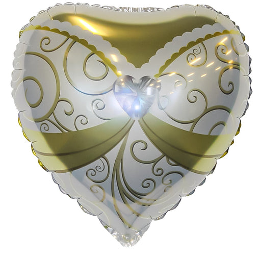 Folieballon Hart Bruid Wit/Goud - 45 x 45 cm