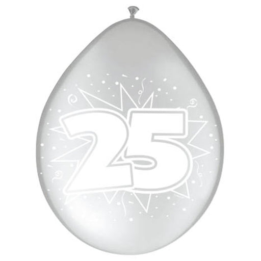 Latex Ballonnen 25 Jaar Zilver – 8 Stuks