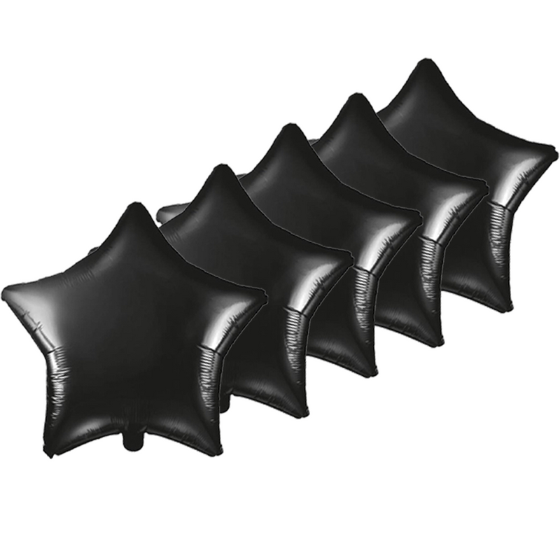 Folieballonnen Ster Zwart - 5 Stuks - 45 cm