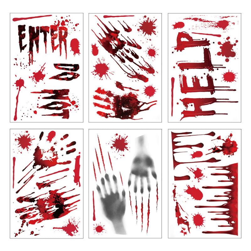 Halloween Raamstickers Bloed - 38 Stuks - 30 x 40 cm