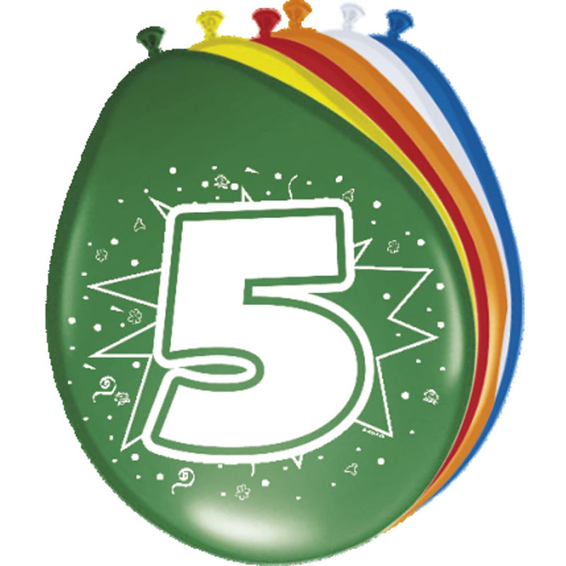 Latex Ballonnen 5 Jaar Multicolor – 8 Stuks