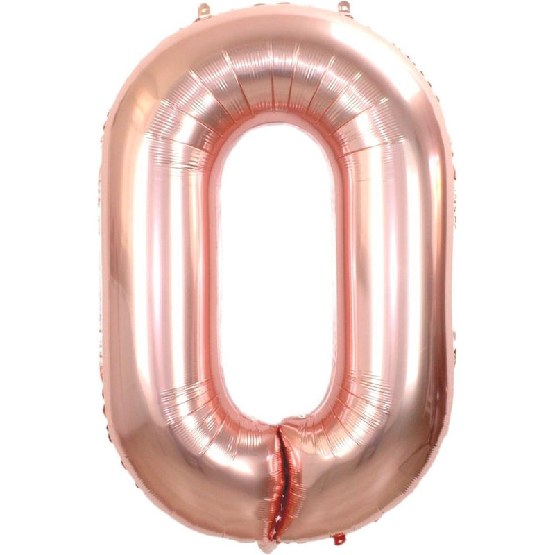 Cijferballon 0 roségoud - 36 cm
