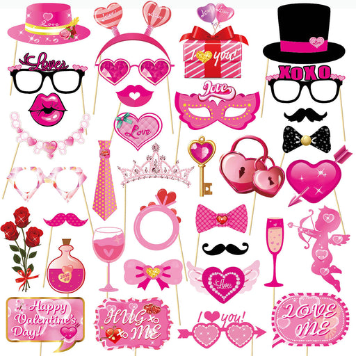 Foto Props Valentijn Roze/Rood/Zwart – 35 Stuks