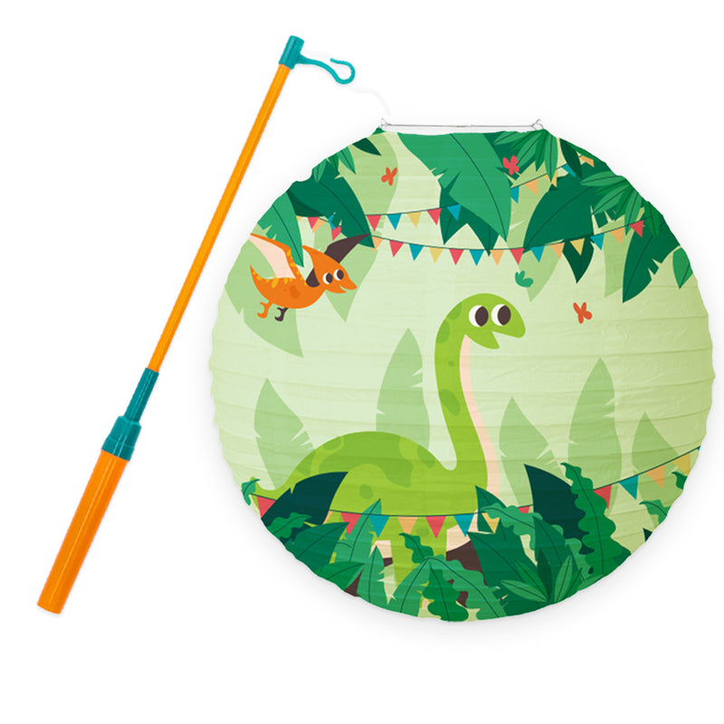 Lampion Dinosaurus jungle groen met lampionstok – 30 cm