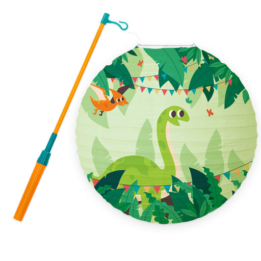 Lampion Dinosaurus jungle groen met lampionstok – 30 cm
