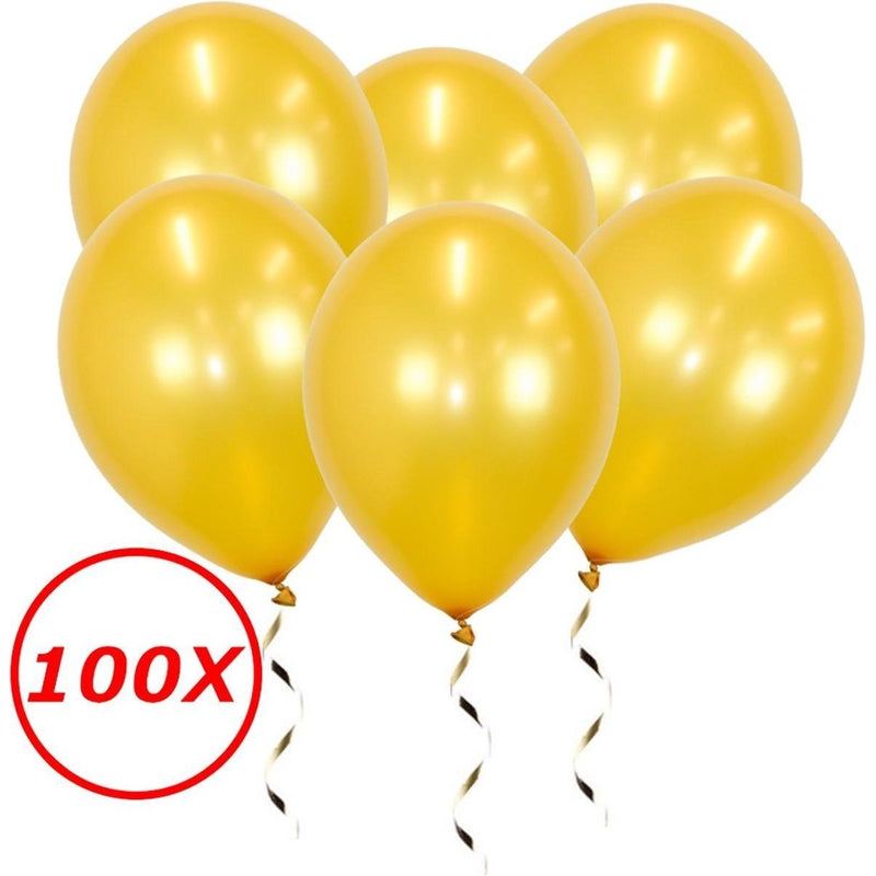 100 metallic goud latex ballonnen van 34 cm
