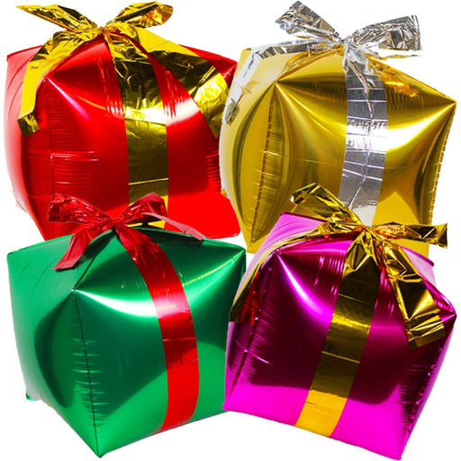 Folieballonnen Cadeau Kleurenmix – 4 Stuks