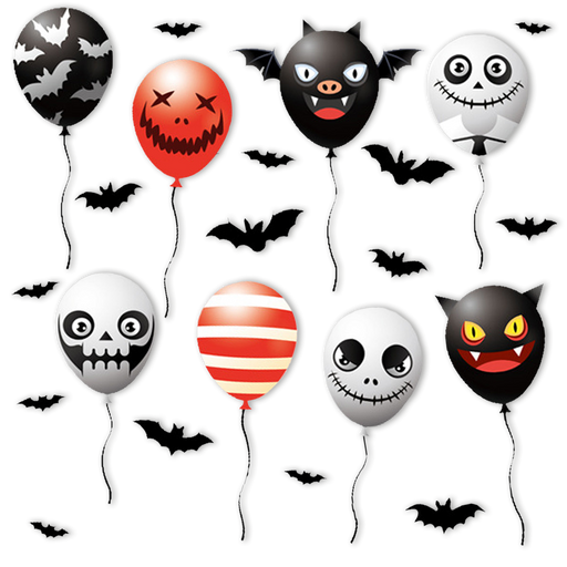 Halloween Raamstickers Ballonfiguren multicolor – 15 stuks – 2 vellen van 20 x 30 cm