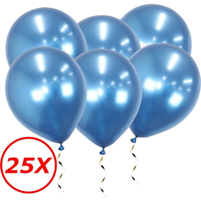 Chrome Latex Ballonnen Blauw 34 cm – 25 Stuks