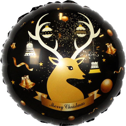 Folieballon Rendier Zwart/Goud Rond – 45 cm