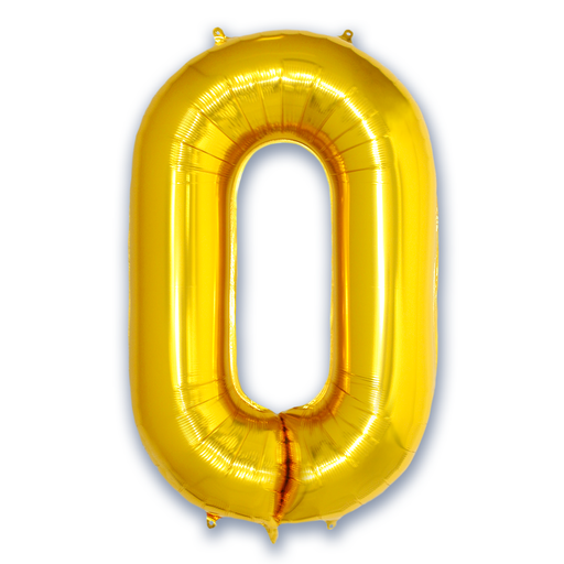 Cijferballon 0 goud - 86 cm
