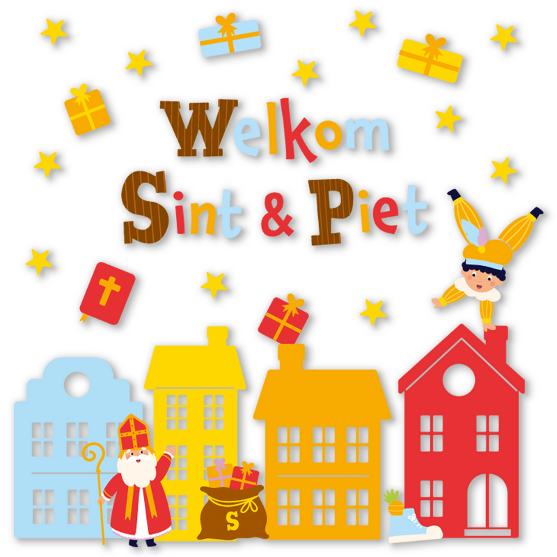 Sinterklaas Raamstickers Multicolor 29,7 x 21 cm