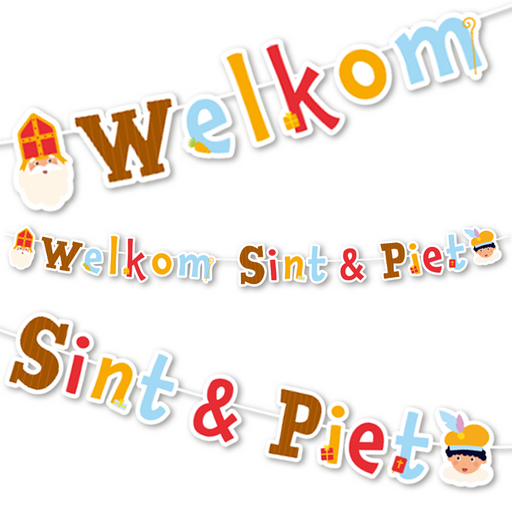 Letterslinger Welkom Sint & Piet Multicolor 300 cm