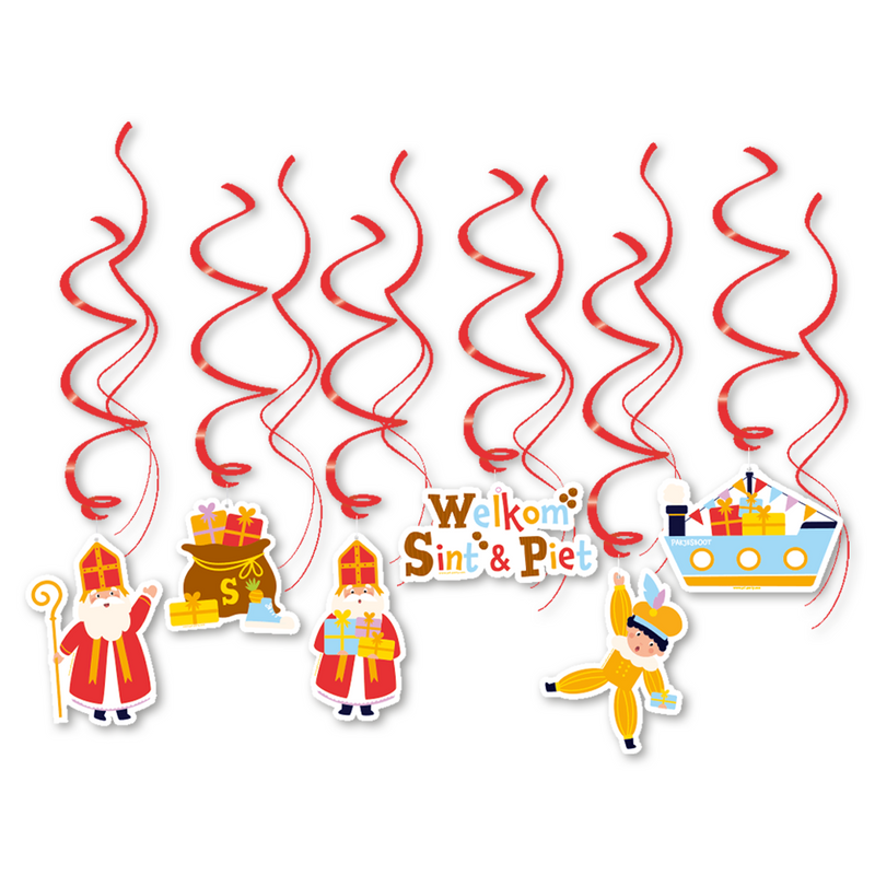 Swirl Hangdecoratie Sinterklaas Multicolor 70 cm – 6 stuks