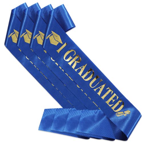 Afstudeersjerpen Blauw Goud 80 cm – 4 Stuks