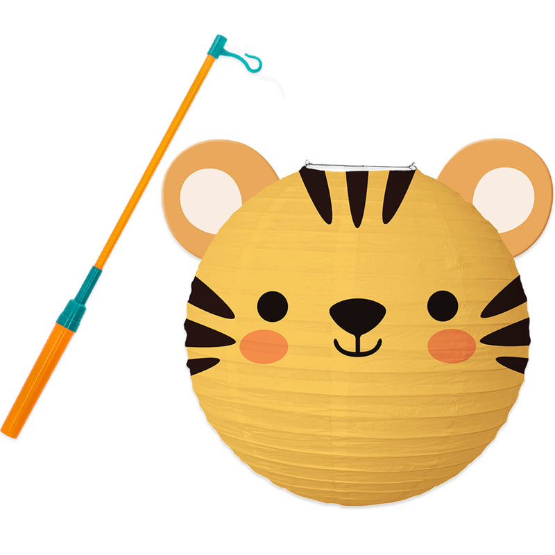 Dierenlampion Tijger 25 cm met Lampionstok