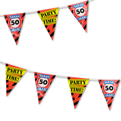 Vlaggenlijn Sarah 50 Jaar Verkeersbord 10 m