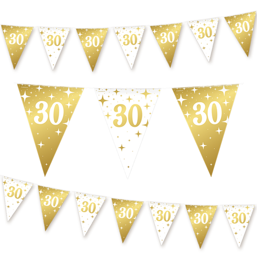 Folie Vlaggenlijn 30 Jaar Wit/Goud 10 m