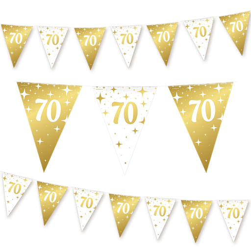 Folie Vlaggenlijn 70 Jaar Wit/Goud 10 m