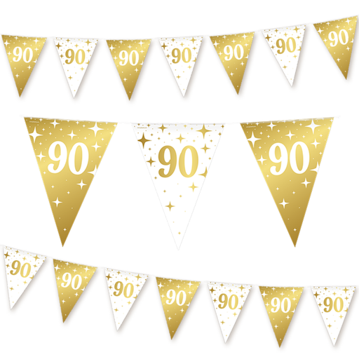 Folie Vlaggenlijn 90 Jaar Wit/Goud 10 m