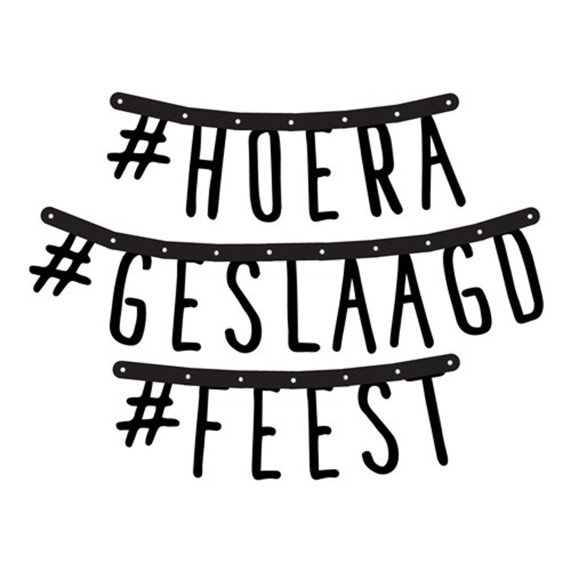 Letterslingerset Hoera Geslaagd Feest Zwart