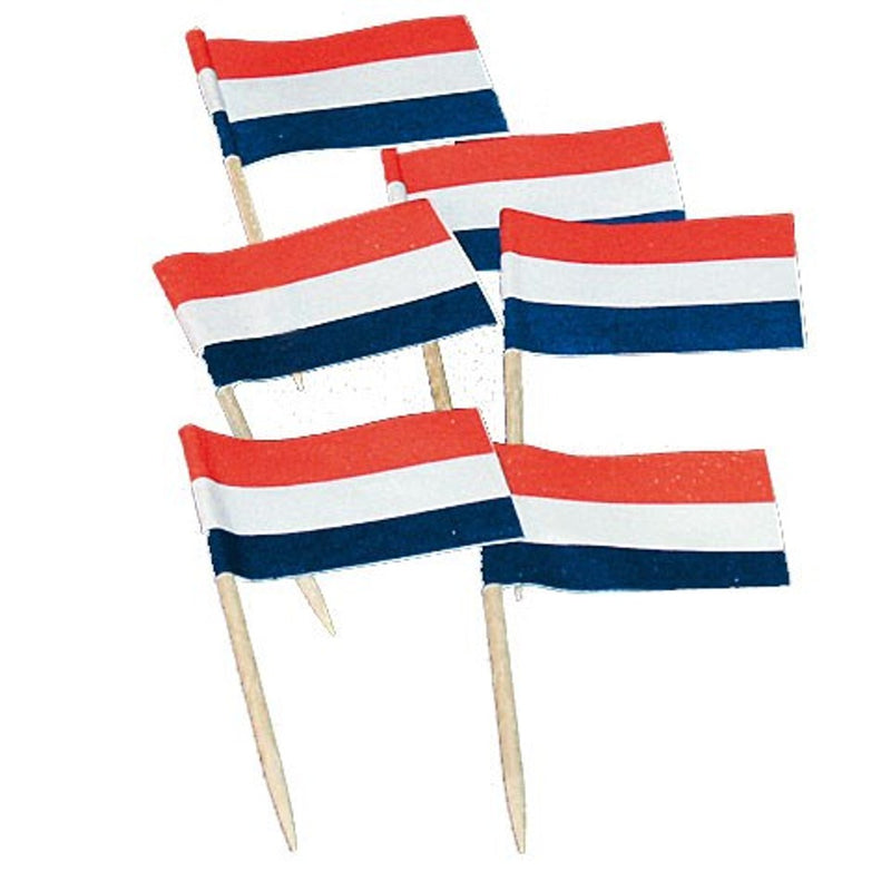 Vlaggenprikkers Nederland Rood/Wit/Blauw – 50 Stuks