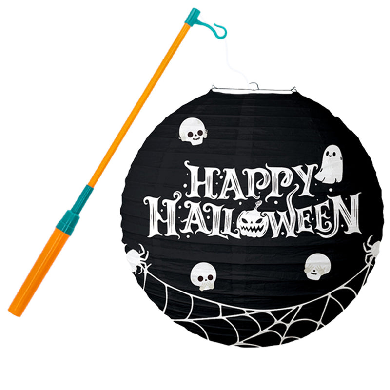 Halloween Lampion Happy Halloween Zwart 30 cm met Lampionstok